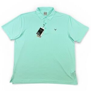 Callaway Opti-Dri Golf Polo Shirt Men's XXL Aqua Blue UPF Stretch Short Sleeve
